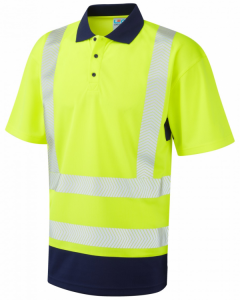 Superior Coolviz Plus High Visibility Yellow/Navy Mortehoe Polo Shirt